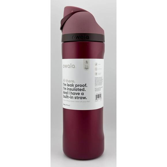 Owala HOLIDAY EDITION 24 oz FreeSip Water Bottle, METALLIC POINSETTIA RED - Picture 3 of 7
